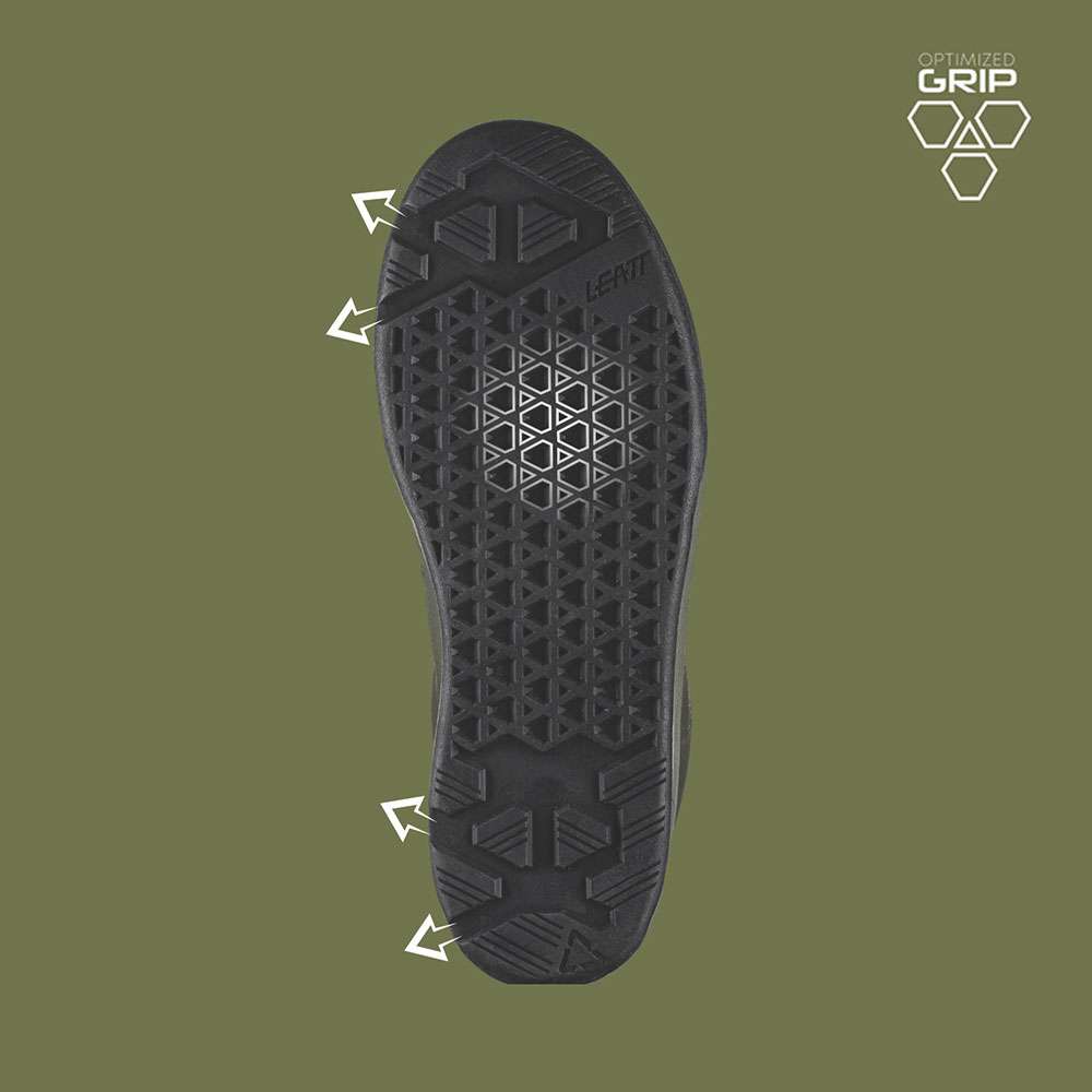 I canali di drenaggio per il fango permettono la massima aderenza tra la scarpa e il pedale.